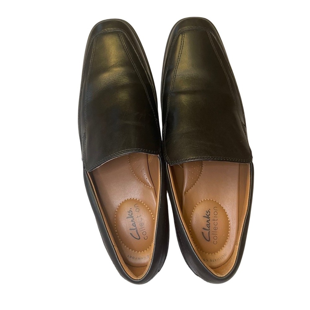 Clarks Collection Black Leather Slip On‎ Loafers Dress Shoes Men's 10 .5